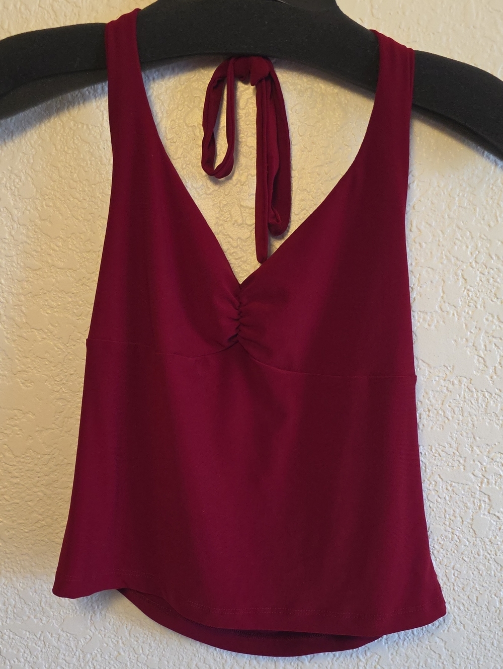 Classic Halter Cropped Camisole in Deep Burgundy